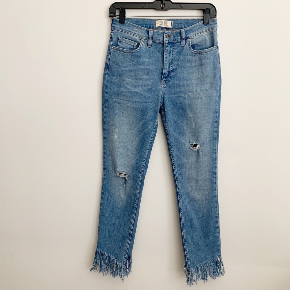 We The Free Blue Distressed Ankle Jeans